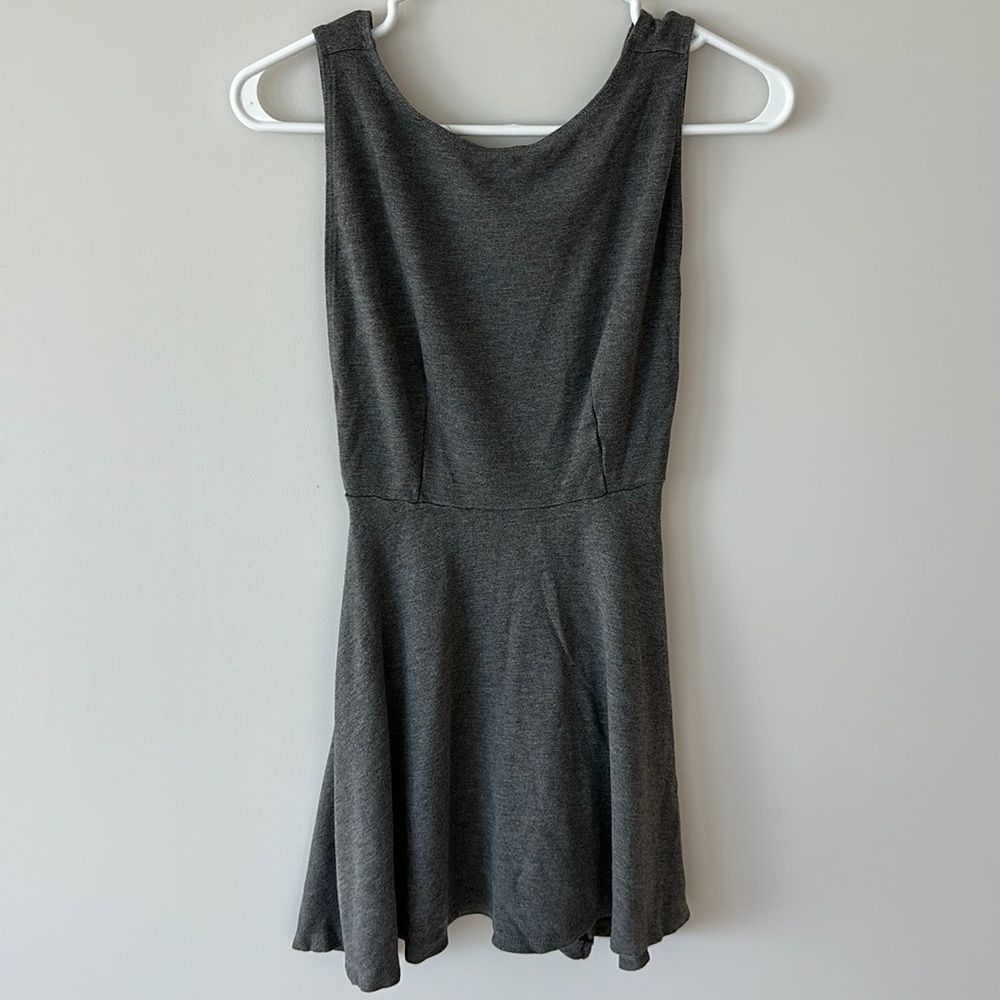 Grey cut out flared dress American Apparel